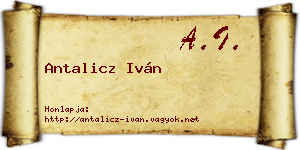 Antalicz Iván névjegykártya