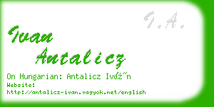 ivan antalicz business card